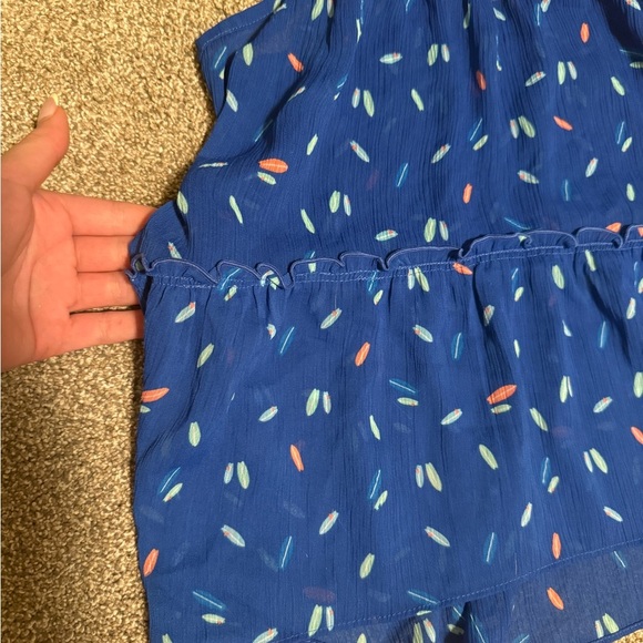 HOLLISTER Surfboard Cami Top Summer Sheer Blue Swim Ruffle Tank Size Small - Picture 3 of 5